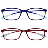 Opulize Ice 2 Stuks Super Lichtgewicht Leesbril Donkerblauw Rood Vrouwen Mannen RR61-3Z +2,00