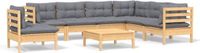 vidaXL 8-delige loungeset met grijze kussens grenenhout