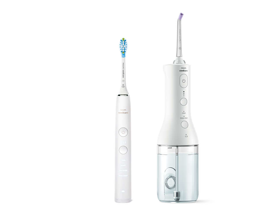 Philips Draadloze Power Flosser 3000 HX3866/41 Waterflosser + DiamondClean 9000 - wit