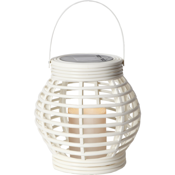 Star Trading Rotang Solar LED Lantaarn - Wit - Ø 16 cm
