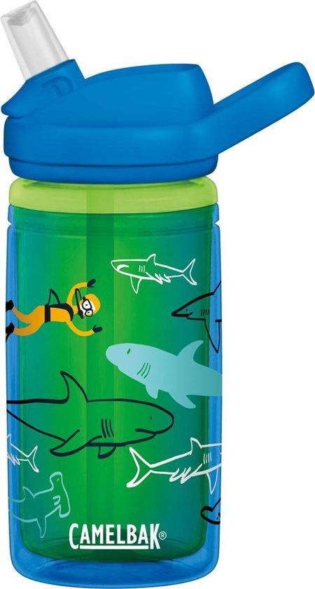 CamelBak Eddy+ Kids Insulated Drinkfles - 400 ml - Blauw / Groen (Scuba Sharks)