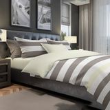 The One towelling The One Bedding Dekbedovertrek Strepen - 140 x 220 cm - Eenpersoons - 1 Kussensloop - Katoen - Crème & Taupe