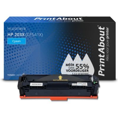 PrintAbout Huismerk HP 203X (CF541X) Cyaan Toner | Compatibel | 2750 pagina's