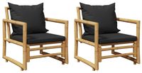 Bamboe chaise de jardin avec coussins 2 pièces