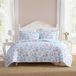 Ensemble de literie, taille jumeau, coton, imprimé floral, bleu, 2 pièces