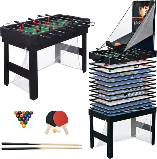 Relaxdays Speeltafel - 20 in 1 - tafelvoetbal - air hockey - tafeltennis