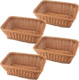 BeiJingLiangPinJiaZuoKeJiWenHuaFaZhanYouXianGongSi Ensemble de 4 paniers à pain tressés, 30 x 20 x 10 cm, polypropylène, idéal pour fruits, snacks et cadeaux