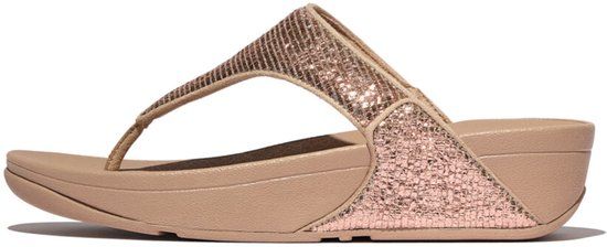 FitFlop Lulu Crinkled-Shimmer Toe-Post Sandals BEIGE - Maat 40