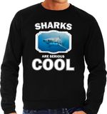 Bellatio Decorations Dieren haaien sweater zwart heren - sharks are serious cool trui - cadeau sweater haai/ haaien liefhebber L
