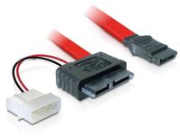 DeLOCK Cable SATA Slimline female + 2pin power > SATA - 0,3m - Rood
