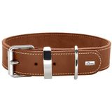 HUNTER hondenhalsband AALBORG SPECIAL, cognac, sterk gevet leer, robuust & slijtvast, contrasterende sierstiksels, ideaal voor hondensport, Made in Germany, Maat: 80