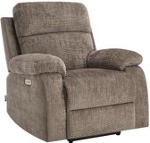 Vente-unique Elektrische relaxfauteuil met massagefunctie in taupe chenillestof KOCENI