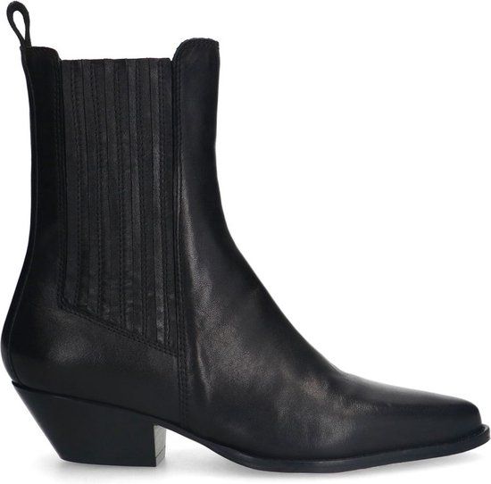 Sacha - Dames - Zwarte leren western laarsjes - Maat 41