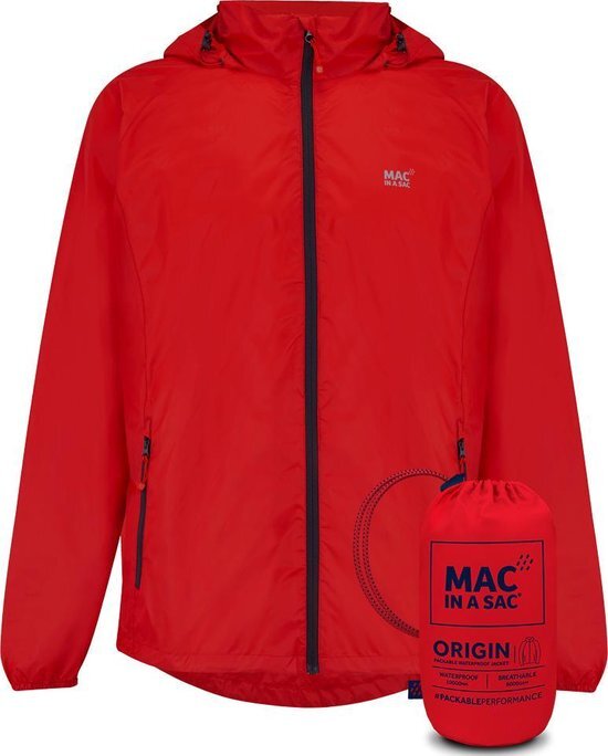 Mac in a Sac Volwassenen Unisex Regenjas - Rood - Maat XXL