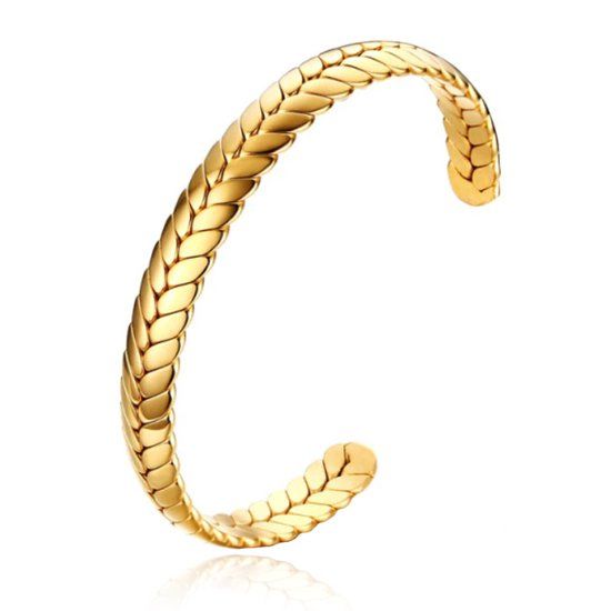 Cilla Jewels Damesarmband Edelstaal Goudkleurig Bangle Vlechtpatroon