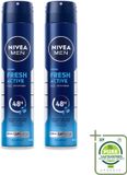 Nivea 2 x Fresh Active Déodorant Spray - 200 ml