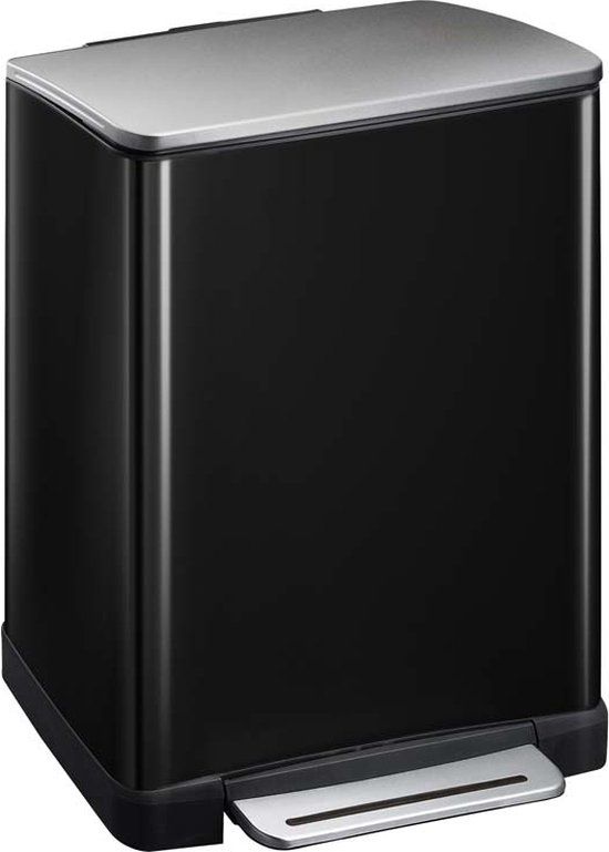 EKO E-Cube Recycling Pedaalemmer - 46L - Zwart Glans/RVS