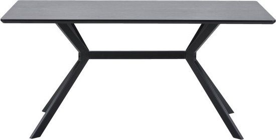 WOOOD Bruno Eettafel - MDF - Zwart - 200x90 cm - Industrieel