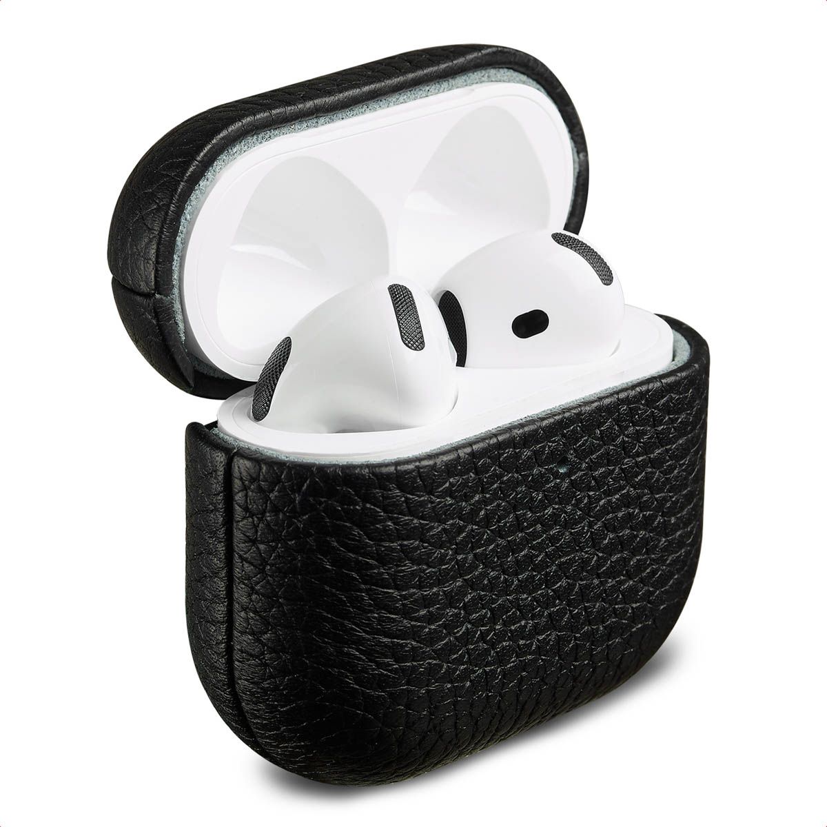 Accezz Echt Leren Case - Hoesje geschikt voor AirPods 4 - Zwart