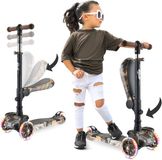 Hurtle Kinderstep - 3 Lichtgevende LED Wielen - Opvouwbare Scooter met Verstelbare Hoogte, Antislip Platform - Real Tree