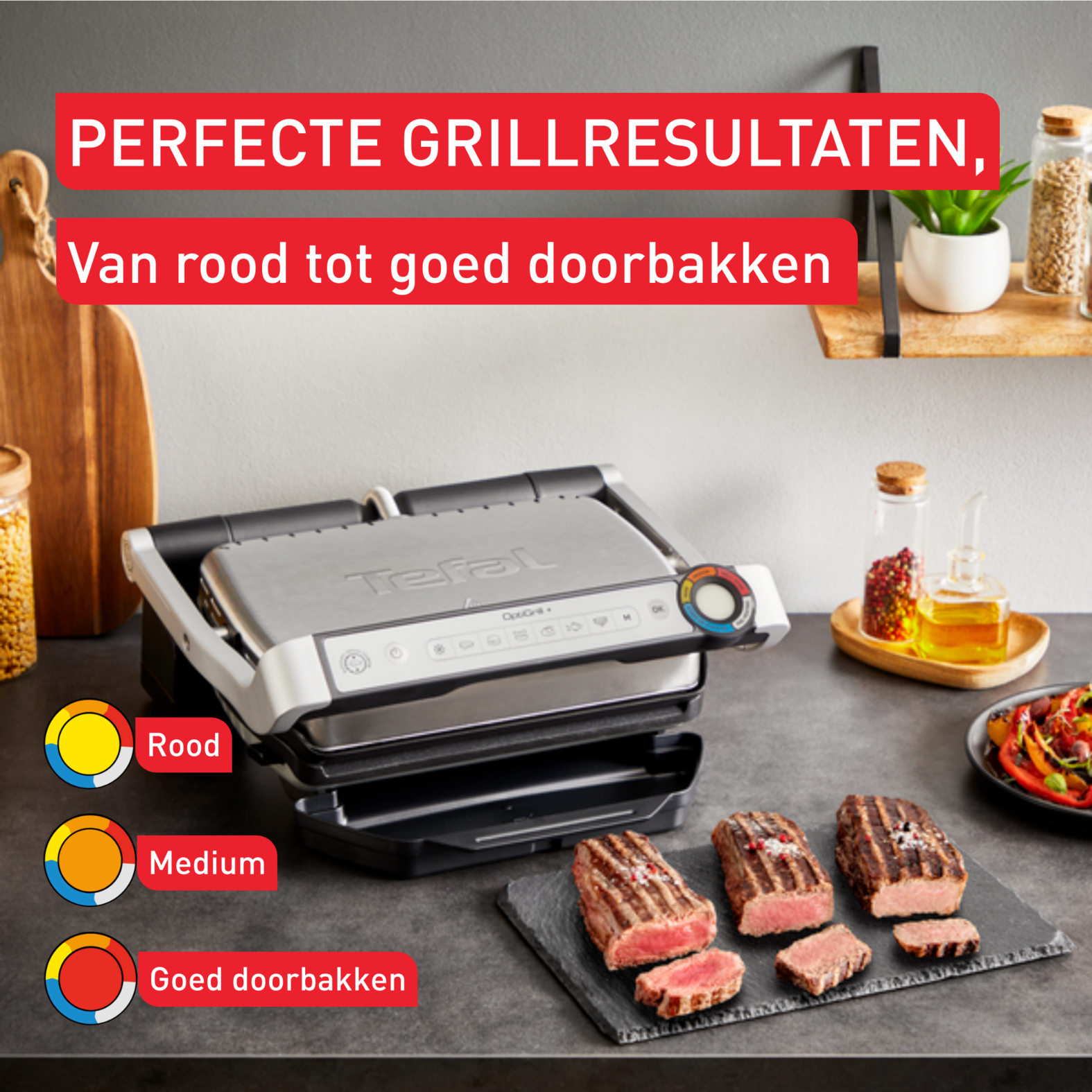 Tefal OptiGrill+ GC717D - Intelligente Contactgrill - RVS
