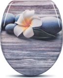 Bolt Edge Toiletbril - Bloemenprint - Duroplast - Grijs