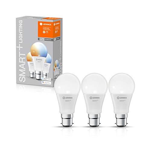 Ledvance Slimme LED-lamp met WiFi-technologie, voet B22d, dimbaar, lichtkleur veranderlijk (2700-6500K), vervangt gloeilampen met 60 W, SMART+ WiFi Classic Tunable White, 3-pack