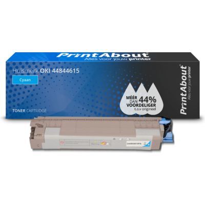 PrintAbout Huismerk OKI 44844615 Toner Cyaan - Cyaan - 8000 pagina's - Compatibel