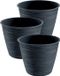 Prosperplast Plantenpot/bloempot Paintstripe - 3x stuks - kunststof - antraciet - 17 x 14 cm