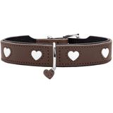 HUNTER hondenhalsband LOVE, bruin/zwart, rundleer, handgemaakt, maat 42