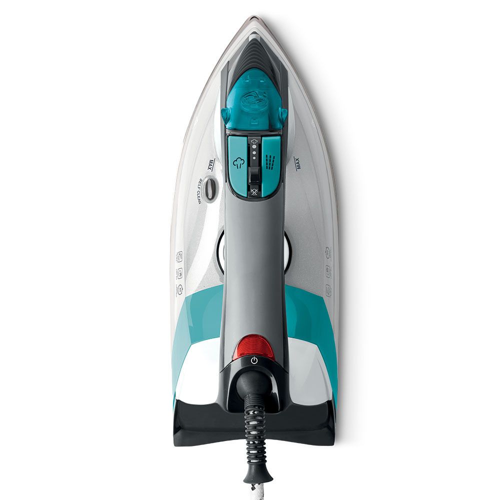 Polti Vaporella Quick&Comfort QC120, Plancha de Vapor con Suela de Acero Inoxidable, Empuñadura Soft Touch, Potencia 2200 W, Depósito 300 ml, Golpe de Vapor 180 g, Azul Claro y Negro