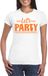 Bellatio Decorations Verkleed T-shirt voor dames - lets party - wit - glitter - carnaval/themafeest XXL