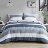 Draps, 7 pièces, California King, bleu/gris, microfibre