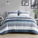 Draps, 7 pièces, California King, bleu/gris, microfibre