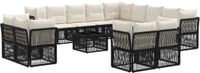 vidaXL Tuinbankenset 14-delig Zwart Polyrattan