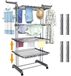Étagère à linge 5 niveaux, réglable en hauteur, acier inoxydable, pliable, avec roulettes