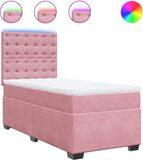 vidaXL Boxspringbed met matras, fluweel, roze, 90x200 cm