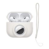 kwmobile Apple Airpods Pro 2 hoesje - Oortjes cover met AirTag houder - Silicone - wit