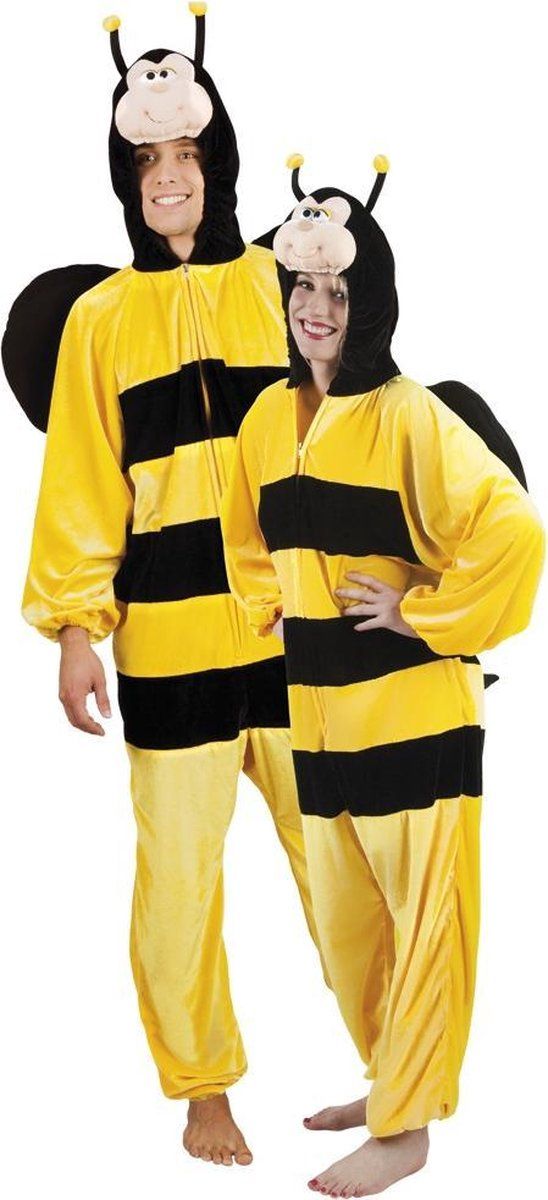 Boland Tienerkostuum Bijen-onesie Pluche Zwart/geel - Polyester - Multi