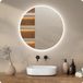 Mirlux Miroir de salle de bain avec éclairage LED et chauffage – Miroir mural rond – Anti-buée miroir de douche – 80 cm