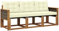 vidaXL Acacia Hout Bank Loungeset 3-zits Natuurlijk en Crème