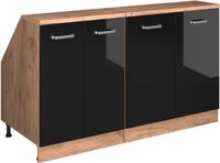 Vicco R-Line Keukenkast voor schuine wand – 140 cm Set van 2 kastrompen 60 cm diepte Zwart hoogglans