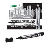 D.RECT - Permanent marker 2160 CT - waterdicht en sneldrogend - voor vele oppervlakken - veilige inkt - zwart - 12 stuks