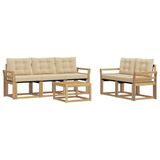 vidaXL Buiten bankenset 6 st Wit en Beige