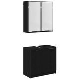 vidaXL Ensemble de meubles de salle de bain, 2 pièces, noir, aspect chêne, panneau de particules