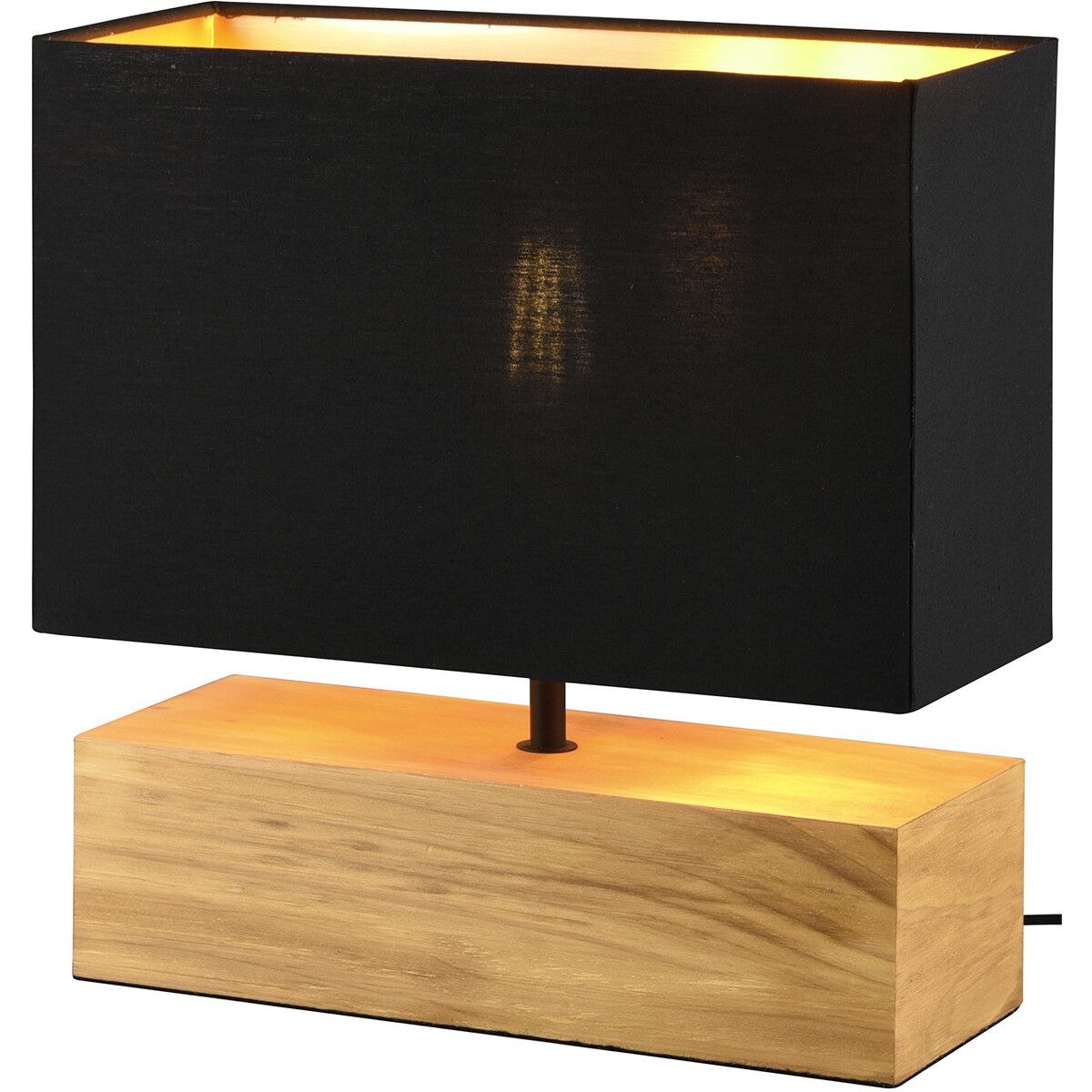 BES LED Trion Wooden Tafellamp - E27 - Zwart/Goud - Hout - 30cm