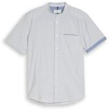 Tom Tailor Regular Fit Overhemd Korte Mouw Opstaande Kraag L White Navy Small Stripe