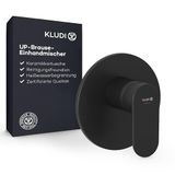 KLUDI X1 inbouw douchekraan met warmwaterbegrenzing, douche mengkraan met hoogwaardige keramische cartridge voor de badkamer, zwart mat, benodigde accessoires KLUDI Slimbox (Art. 88022)