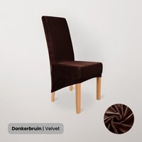 BankhoesDiscounter Velvet Stoelhoes - Donkerbruin - Eetkamer Stoelhoezen - Stretch