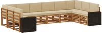 vidaXL Buiten bankenset 10 st Natuurlijk en Beige Polyester